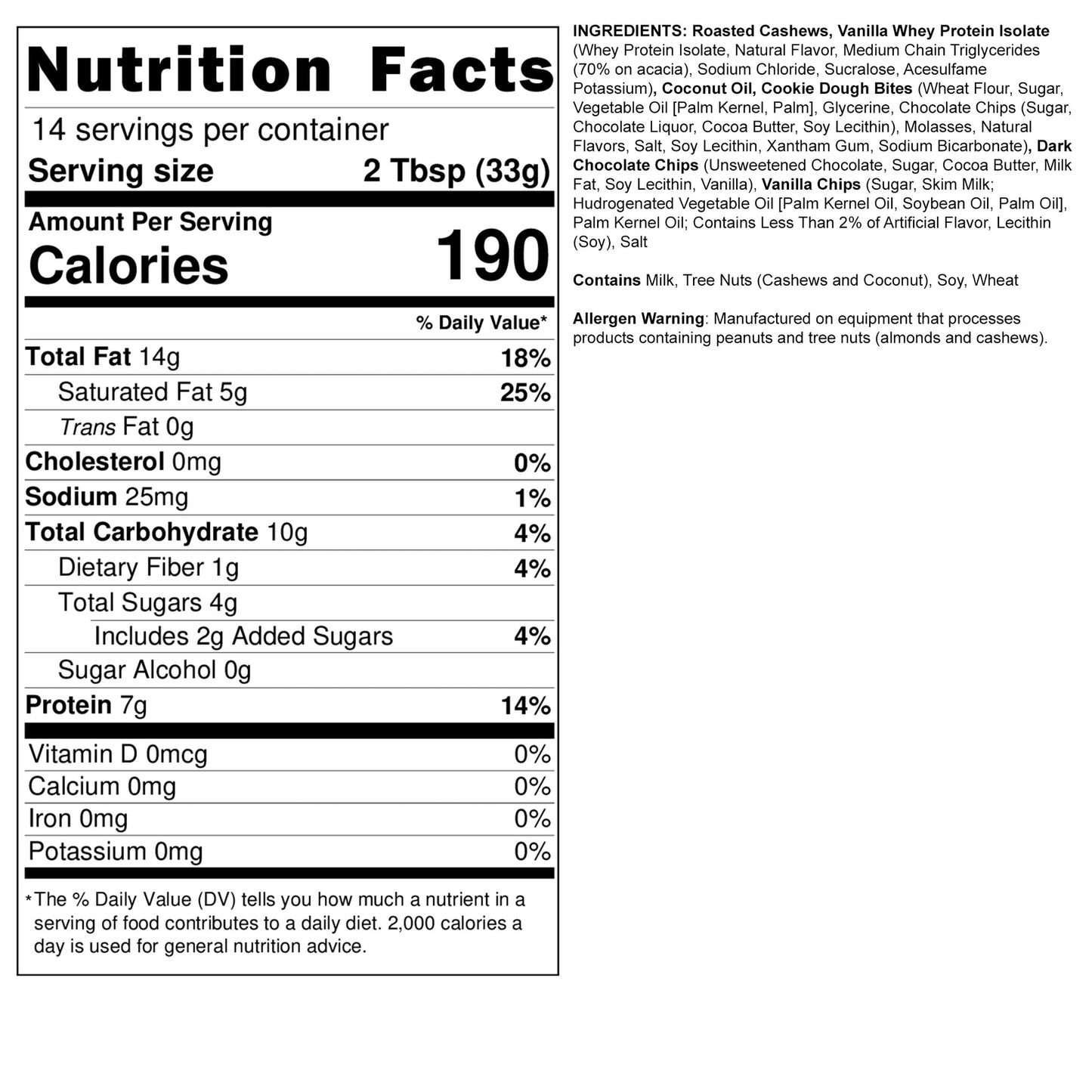 Fit Butters Chocolate Chip Cookie Dough Cashew Butter