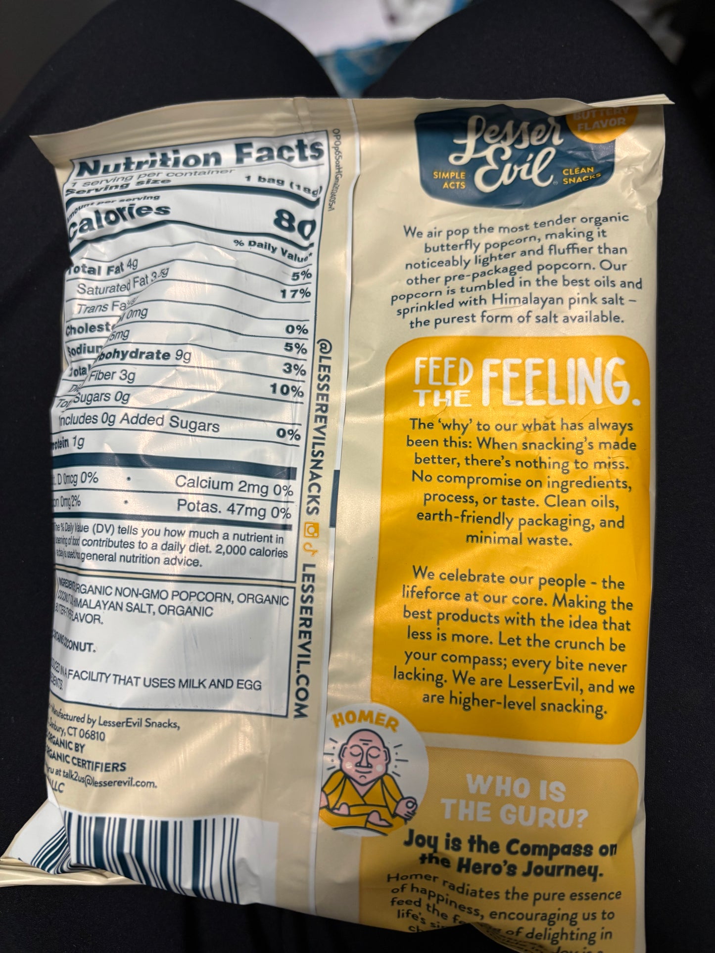 Lesser Evil Popcorn Single Serve