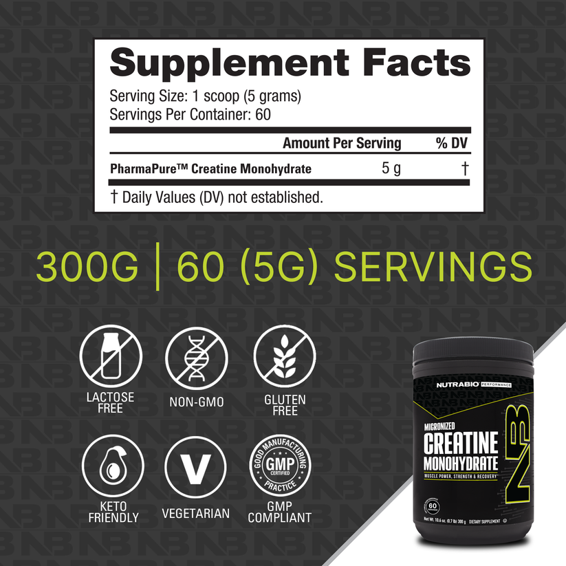 NutraBio Creatine Monohydrate Powder