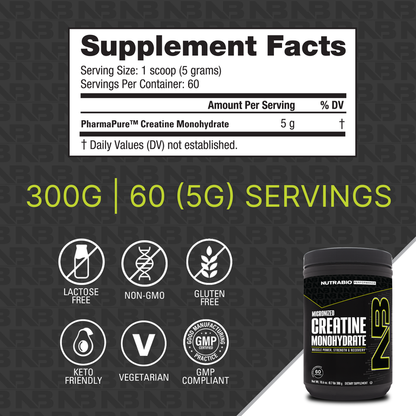 NutraBio Creatine Monohydrate Powder