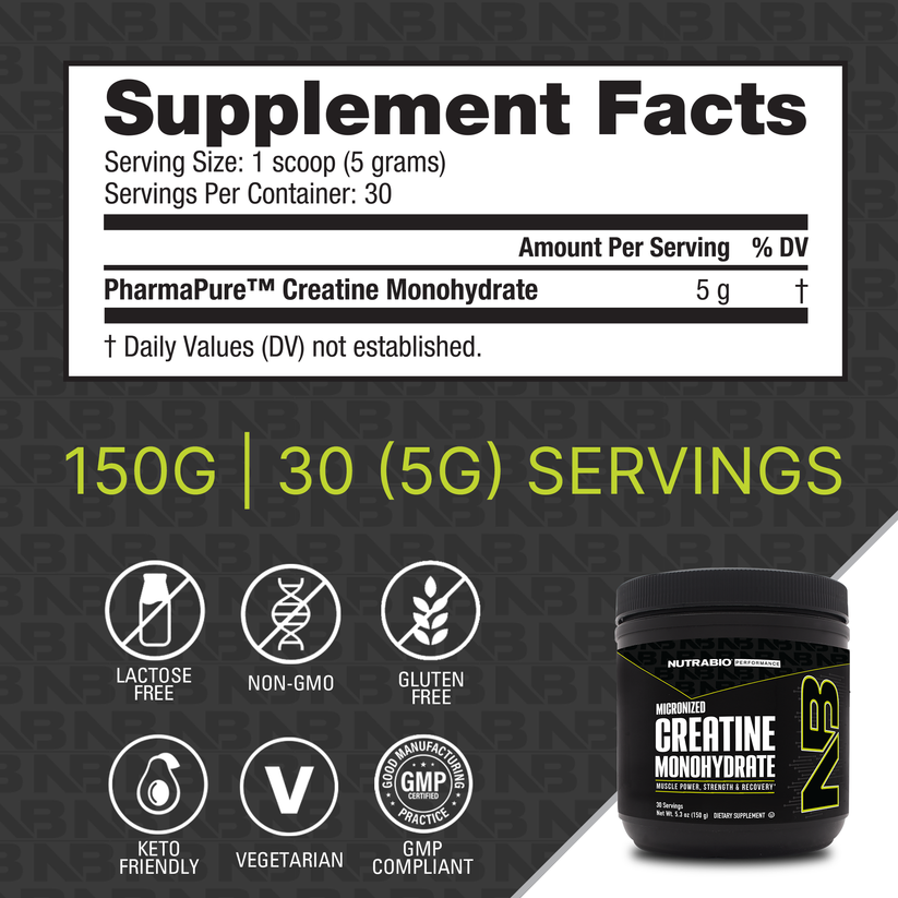 NutraBio Creatine Monohydrate Powder