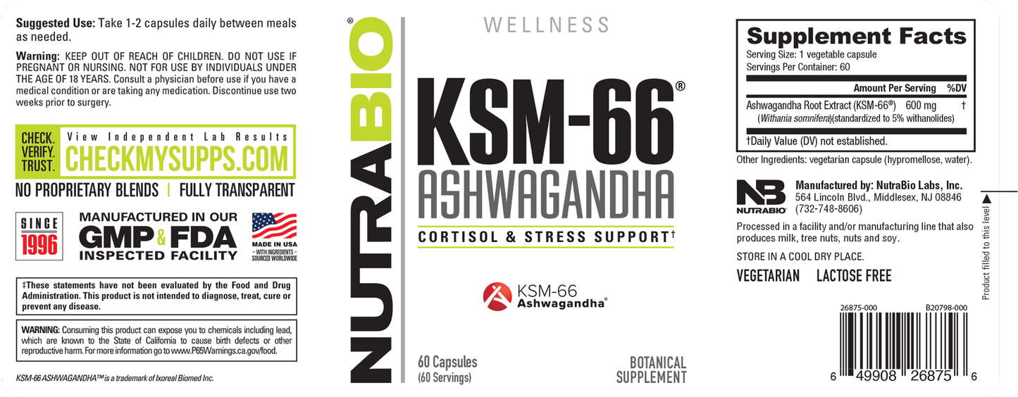 Nutrabio Ashwagandha KSM-66