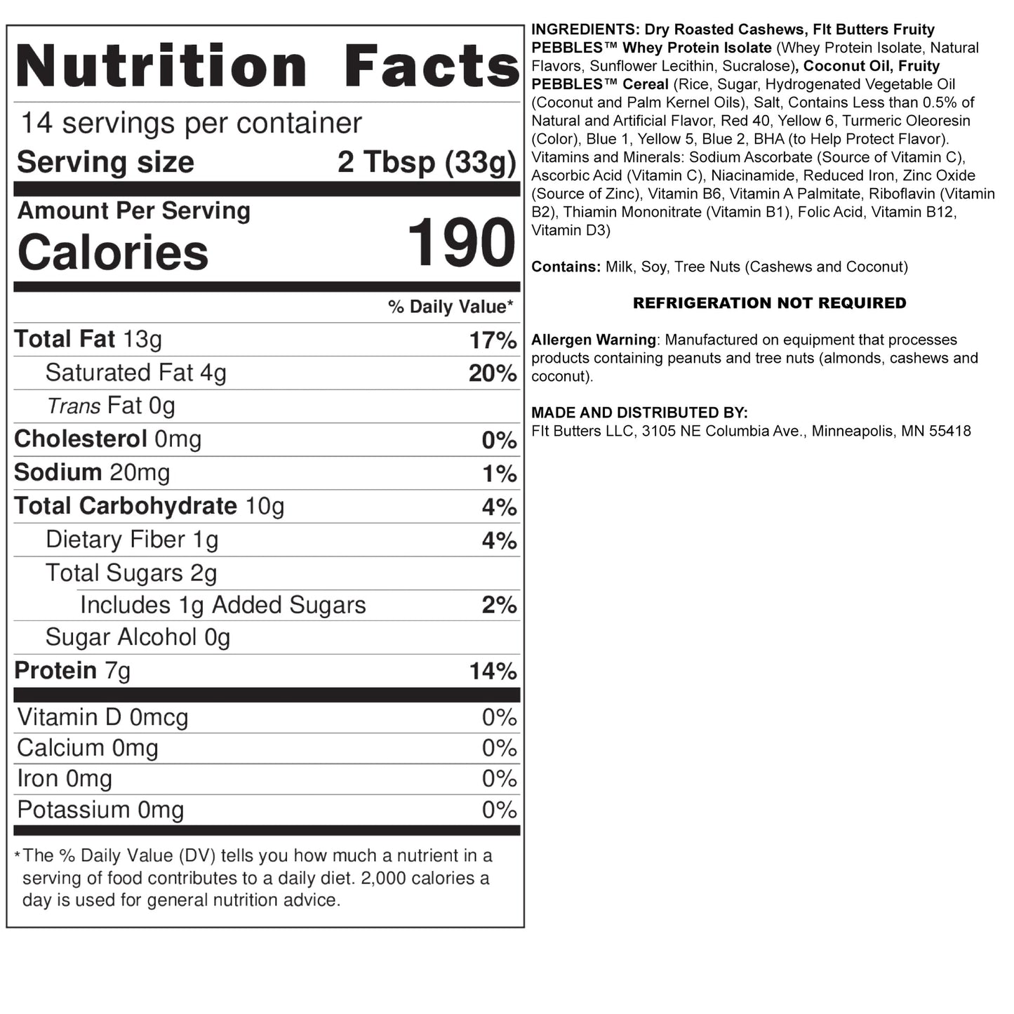 Fit Butters Fruity Pebbles Cashew Butter
