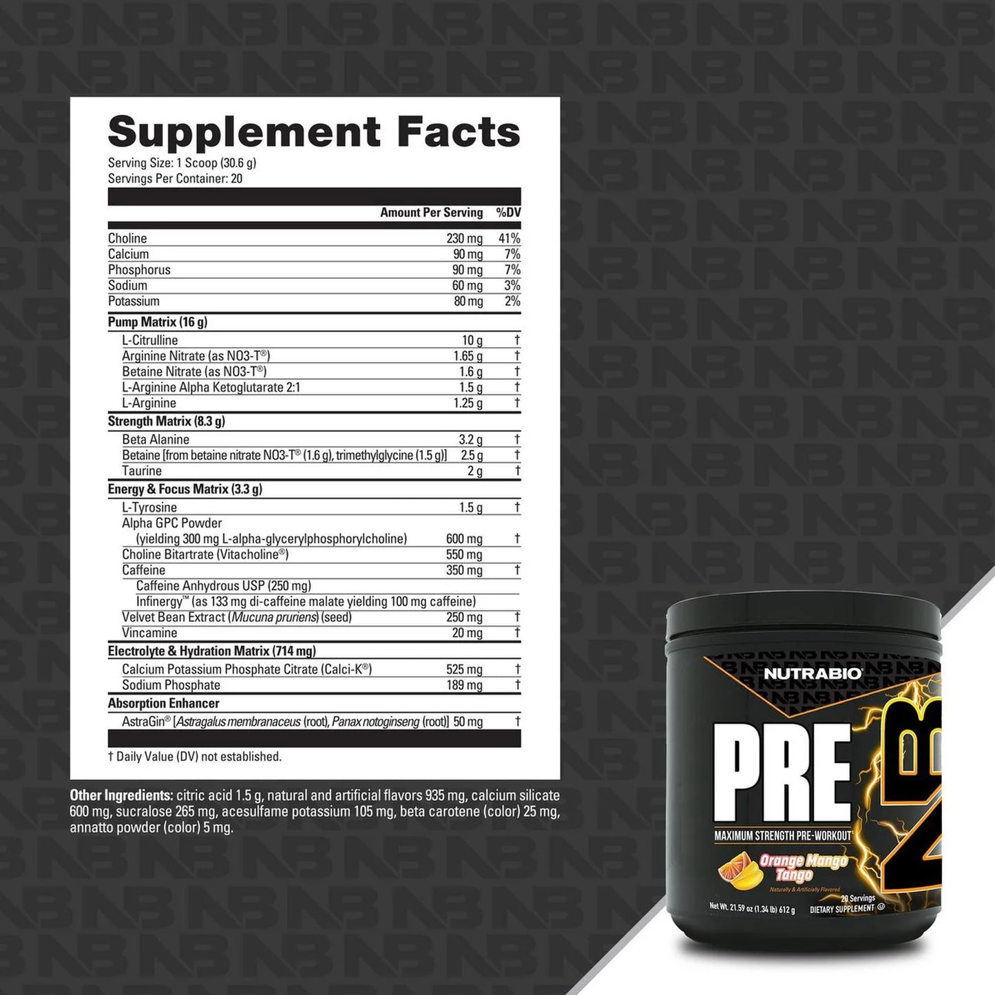 Nutrabio Pre Max Strength Pre-Work Caffeine