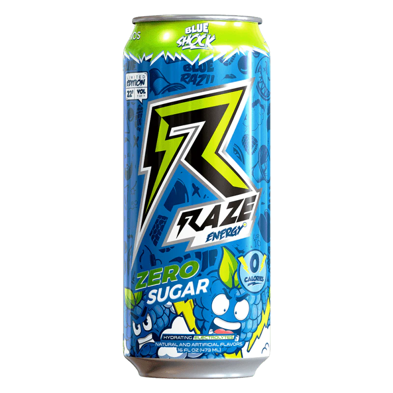 raze baja lime flavor Raze Energy Blue Shock Can
